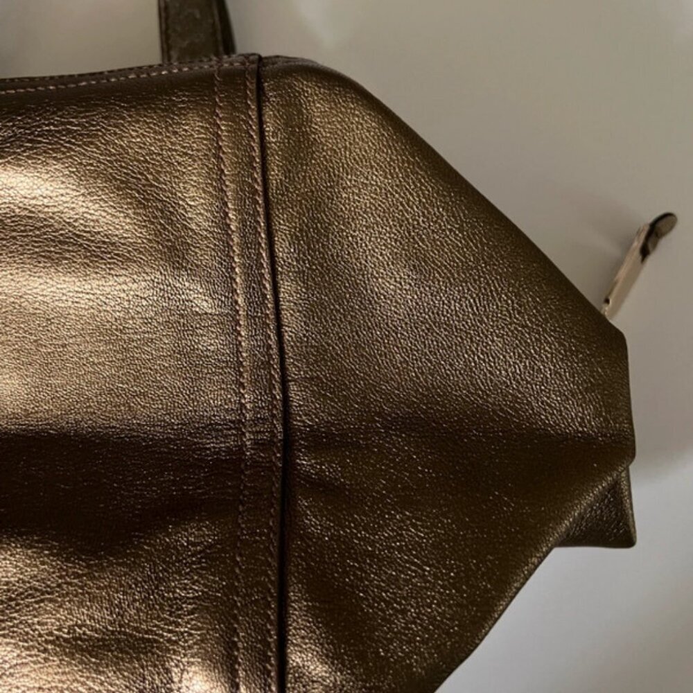 ✨ YSL Downtown Bag in Gold Goatskin Leather Excellent Condition + Dustbag & Auth - Picture 8 of 14
